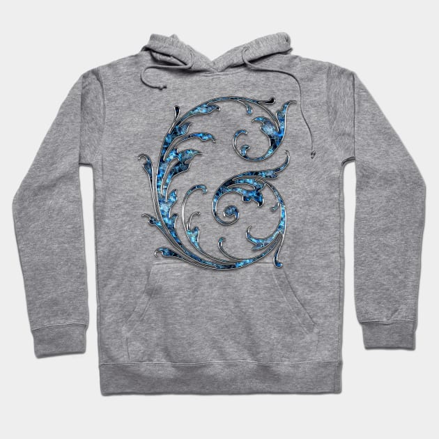 Ornate Blue Silver Letter G Hoodie by skycloudpics